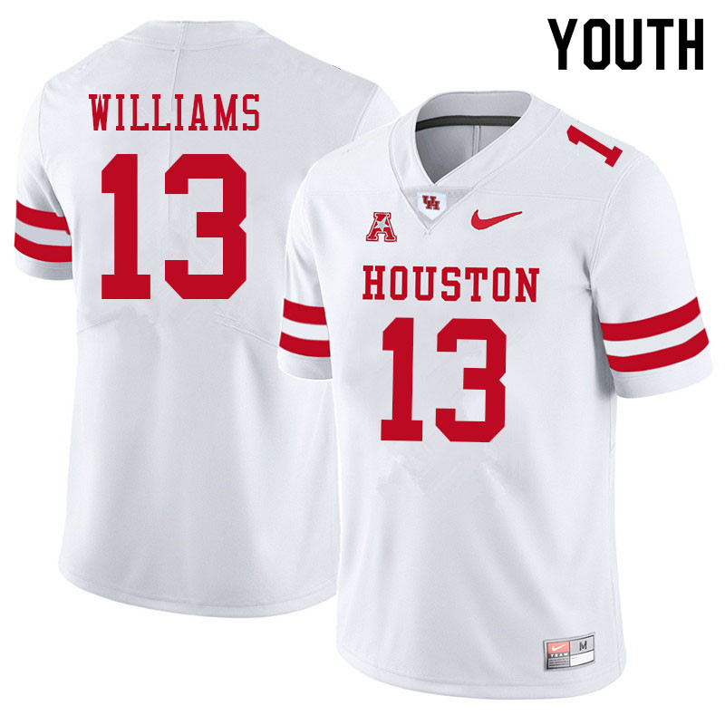 Youth #13 Sedrick Williams Houston Cougars College Football Jerseys Sale-White - Click Image to Close